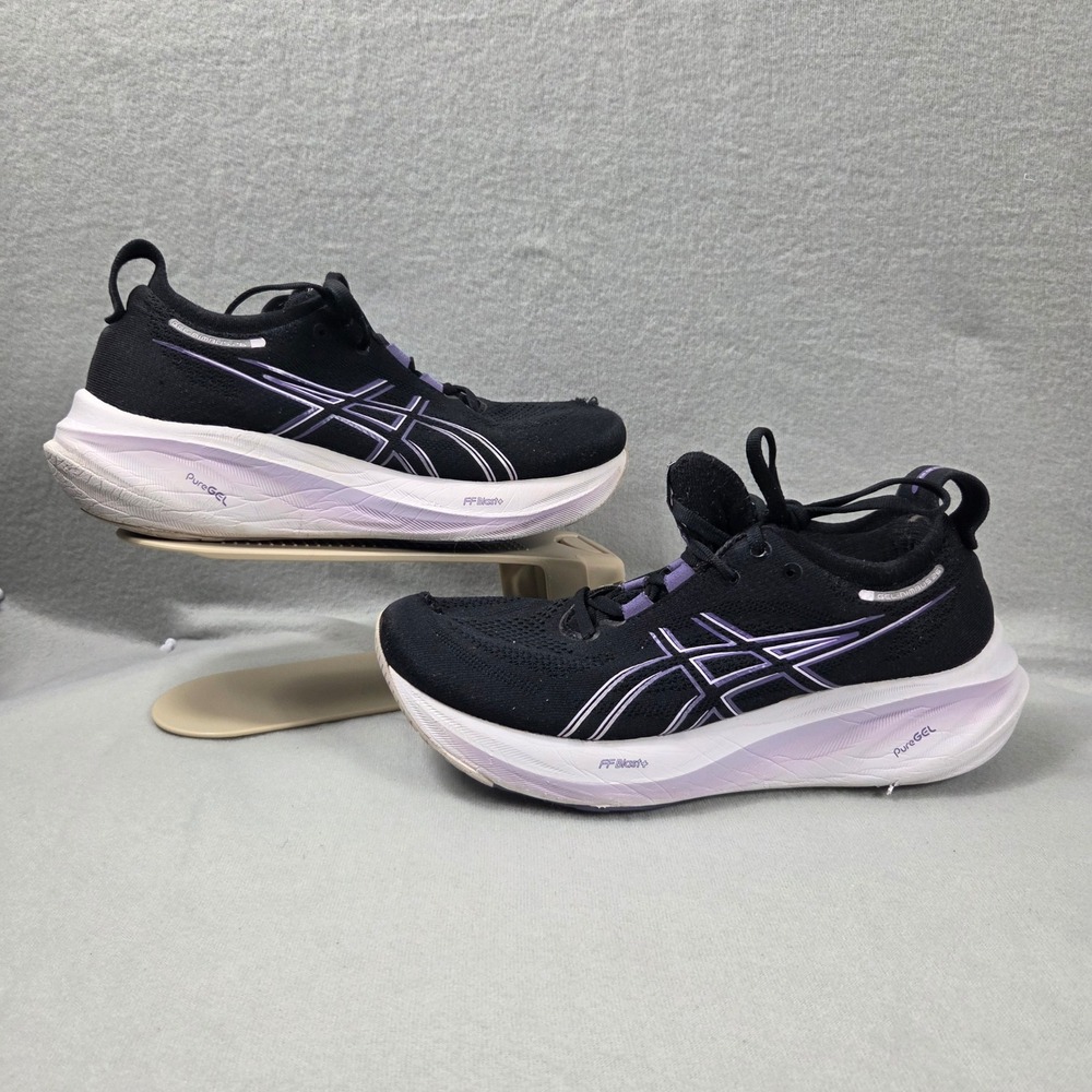 ASICS Gel-Nimbus 26 Womens Running Shoes Black Purple 1012B601 Size 7.5